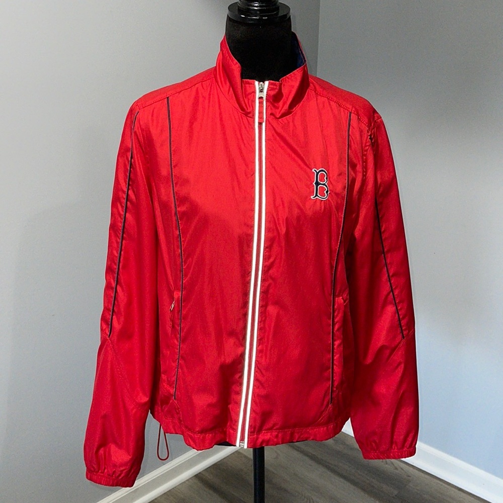 Women’s Boston Red Socks size large red windbreaker jacket Genuine Merchandise